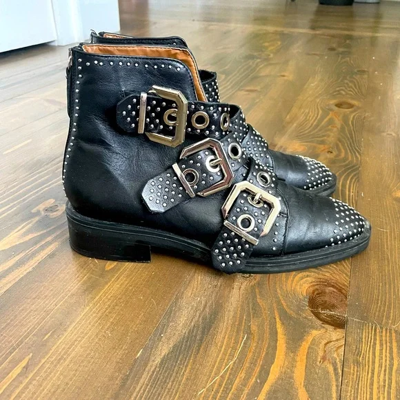 Zara black studded ankle boots